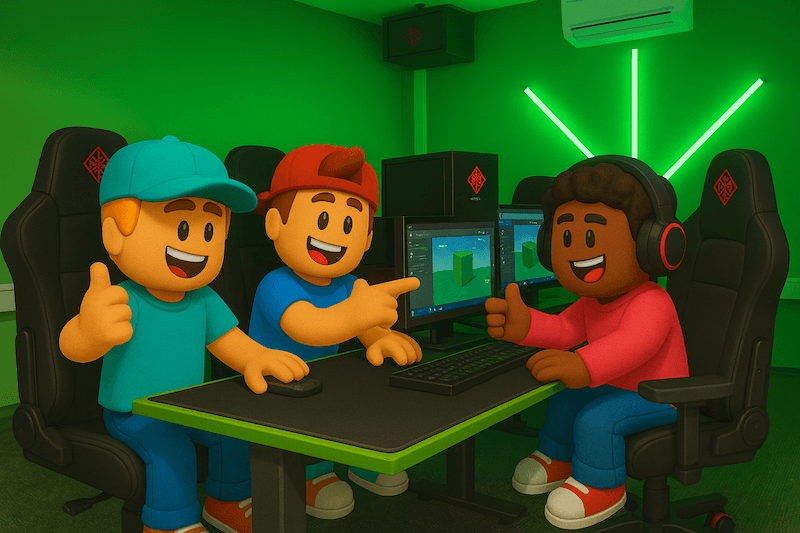 3D Roblox-style kids gaming together and making friends at Eldorado Hub